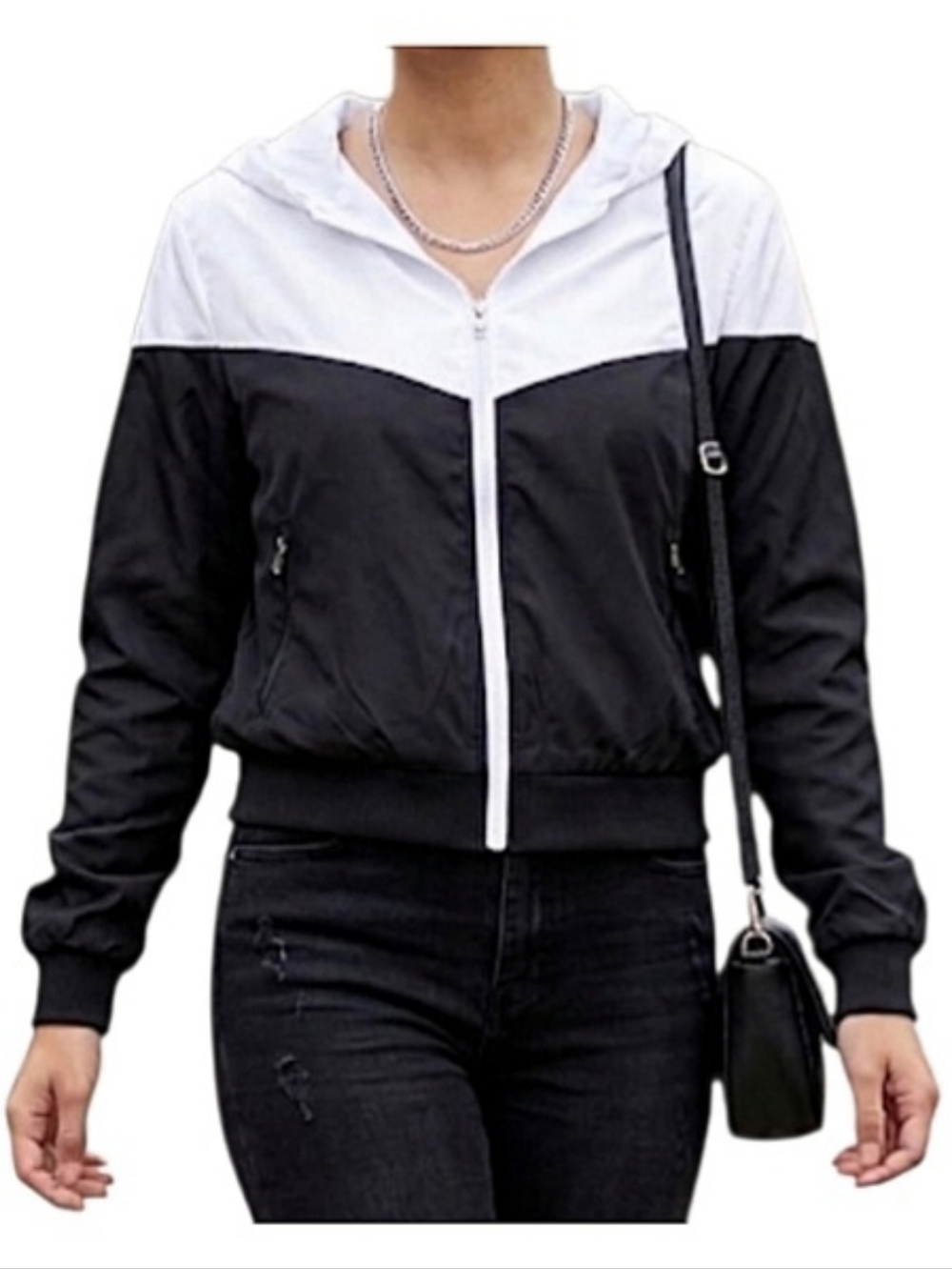 Women's Forever 21 White Mesh Lined Windbreaker Jacket Size S